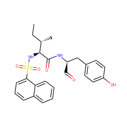 CC[C@H](C)[C@H](NS(=O)(=O)c1cccc2ccccc12)C(=O)N[C@H](C=O)Cc1ccc(O)cc1 ZINC000013781658