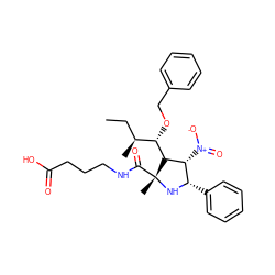 CC[C@H](C)[C@H](OCc1ccccc1)[C@H]1[C@H]([N+](=O)[O-])[C@H](c2ccccc2)N[C@]1(C)C(=O)NCCCC(=O)O ZINC000095595943