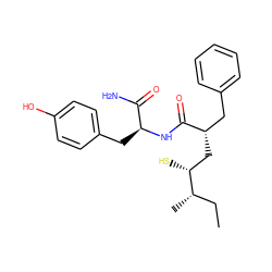 CC[C@H](C)[C@H](S)C[C@@H](Cc1ccccc1)C(=O)N[C@@H](Cc1ccc(O)cc1)C(N)=O ZINC000029545982