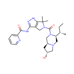 CC[C@H](C)[C@H]1CN2C[C@H](O)C[C@H]2CN1C(=O)N1Cc2c(NC(=O)c3ccccn3)n[nH]c2C1(C)C ZINC000114183680