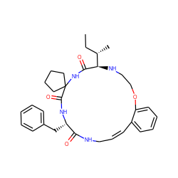 CC[C@H](C)[C@H]1NCCOc2ccccc2/C=C\CNC(=O)[C@H](Cc2ccccc2)NC(=O)C2(CCCC2)NC1=O ZINC001772622166