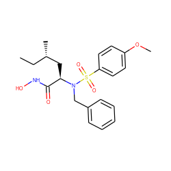 CC[C@H](C)C[C@H](C(=O)NO)N(Cc1ccccc1)S(=O)(=O)c1ccc(OC)cc1 ZINC000028002499