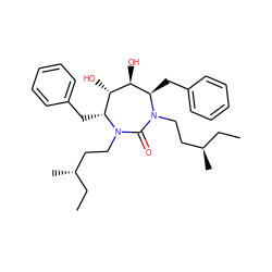 CC[C@H](C)CCN1C(=O)N(CC[C@H](C)CC)[C@H](Cc2ccccc2)[C@H](O)[C@@H](O)[C@H]1Cc1ccccc1 ZINC000027098453