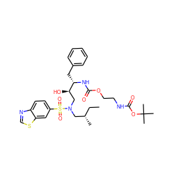 CC[C@H](C)CN(C[C@@H](O)[C@H](Cc1ccccc1)NC(=O)OCCNC(=O)OC(C)(C)C)S(=O)(=O)c1ccc2ncsc2c1 ZINC000095553667