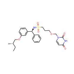 CC[C@H](C)COc1cccc([C@@H](NS(=O)(=O)CCCOCn2ccc(=O)[nH]c2=O)c2ccccc2)c1 ZINC000116098519