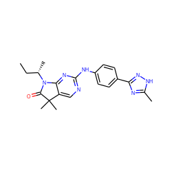 CC[C@H](C)N1C(=O)C(C)(C)c2cnc(Nc3ccc(-c4n[nH]c(C)n4)cc3)nc21 ZINC001772624698