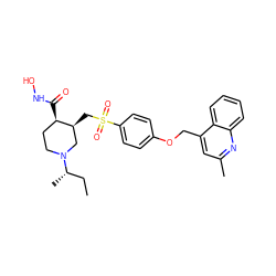 CC[C@H](C)N1CC[C@@H](C(=O)NO)[C@@H](CS(=O)(=O)c2ccc(OCc3cc(C)nc4ccccc34)cc2)C1 ZINC000028375985