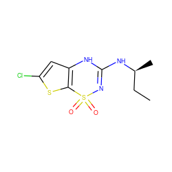 CC[C@H](C)NC1=NS(=O)(=O)c2sc(Cl)cc2N1 ZINC000013491161