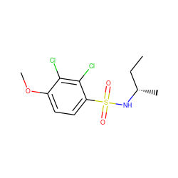 CC[C@H](C)NS(=O)(=O)c1ccc(OC)c(Cl)c1Cl ZINC000000479299