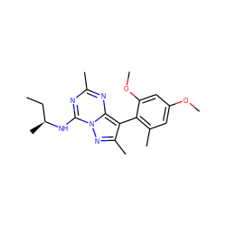 CC[C@H](C)Nc1nc(C)nc2c(-c3c(C)cc(OC)cc3OC)c(C)nn12 ZINC000040940295