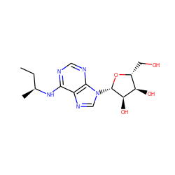 CC[C@H](C)Nc1ncnc2c1ncn2[C@@H]1O[C@H](CO)[C@@H](O)[C@H]1O ZINC000034492434