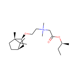 CC[C@H](C)OC(=O)C[N+](C)(C)CCO[C@H]1C[C@H]2CC[C@@]1(C)C2(C)C ZINC000101281494