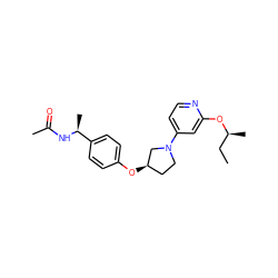 CC[C@H](C)Oc1cc(N2CC[C@@H](Oc3ccc([C@H](C)NC(C)=O)cc3)C2)ccn1 ZINC000169709767