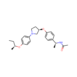 CC[C@H](C)Oc1ccc(N2CC[C@@H](Oc3ccc([C@H](C)NC(C)=O)cc3)C2)cc1 ZINC001772575309