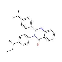 CC[C@H](C)c1ccc(N2C(=O)c3ccccc3N[C@H]2c2ccc(C(C)C)cc2)cc1 ZINC000002059639