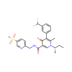 CC[C@H](C)n1cc(C(=O)NCc2ccc(S(C)(=O)=O)cn2)c(=O)c(-c2cccc(C(F)F)c2)c1C ZINC000149810801