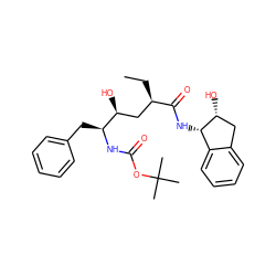 CC[C@H](C[C@H](O)[C@H](Cc1ccccc1)NC(=O)OC(C)(C)C)C(=O)N[C@H]1c2ccccc2C[C@H]1O ZINC000013454868