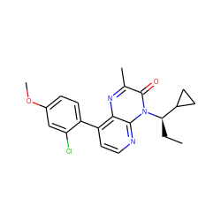 CC[C@H](C1CC1)n1c(=O)c(C)nc2c(-c3ccc(OC)cc3Cl)ccnc21 ZINC000003942990