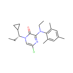 CC[C@H](C1CC1)n1cc(Cl)nc(N(CC)c2c(C)cc(C)cc2C)c1=O ZINC000043120191