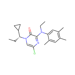 CC[C@H](C1CC1)n1cc(Cl)nc(N(CC)c2cc(C)c(C)cc2C)c1=O ZINC000043121765