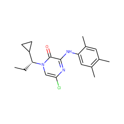 CC[C@H](C1CC1)n1cc(Cl)nc(Nc2cc(C)c(C)cc2C)c1=O ZINC000042966496