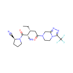 CC[C@H](CC(=O)N1CCn2c(nnc2C(F)(F)F)C1)[C@H](N)C(=O)N1CCC[C@H]1C#N ZINC000040406425