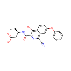 CC[C@H](CC(=O)O)NC(=O)c1nc(C#N)c2cc(Oc3ccccc3)ccc2c1O ZINC000146661077