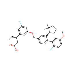 CC[C@H](CC(=O)O)c1cc(F)cc(OCc2ccc(-c3cc(OC)ccc3F)c([C@@H]3CCCC3(C)C)c2)c1 ZINC000141641346