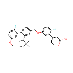 CC[C@H](CC(=O)O)c1cc(OCc2ccc(-c3cc(OC)ccc3F)c([C@H]3CCCC3(C)C)c2)ccc1F ZINC000140807879