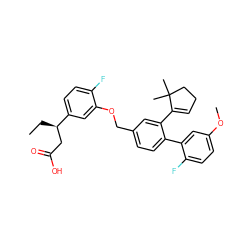 CC[C@H](CC(=O)O)c1ccc(F)c(OCc2ccc(-c3cc(OC)ccc3F)c(C3=CCCC3(C)C)c2)c1 ZINC000141032270