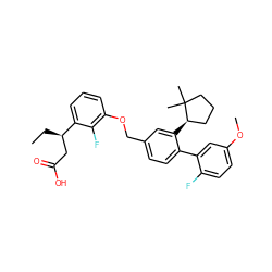 CC[C@H](CC(=O)O)c1cccc(OCc2ccc(-c3cc(OC)ccc3F)c([C@@H]3CCCC3(C)C)c2)c1F ZINC000140935989