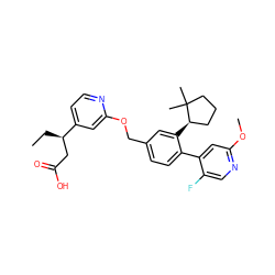 CC[C@H](CC(=O)O)c1ccnc(OCc2ccc(-c3cc(OC)ncc3F)c([C@@H]3CCCC3(C)C)c2)c1 ZINC000169346883