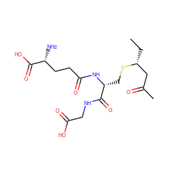 CC[C@H](CC(C)=O)SC[C@@H](NC(=O)CC[C@@H](N)C(=O)O)C(=O)NCC(=O)O ZINC000028092471