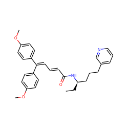 CC[C@H](CCCc1cccnc1)NC(=O)/C=C/C=C(c1ccc(OC)cc1)c1ccc(OC)cc1 ZINC000003794751