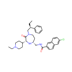 CC[C@H](CN1CC[C@H](CNC(=O)c2ccc3cc(Cl)ccc3c2)N[C@H](C2CCN(CC)CC2)C1=O)c1ccccc1 ZINC000118695880