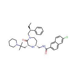 CC[C@H](CN1CC[C@H](CNC(=O)c2ccc3cc(Cl)ccc3c2)N[C@H](CC(C)(C)N2CCCCC2)C1=O)c1ccccc1 ZINC000145208107