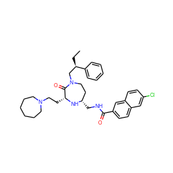 CC[C@H](CN1CC[C@H](CNC(=O)c2ccc3cc(Cl)ccc3c2)N[C@H](CCN2CCCCCC2)C1=O)c1ccccc1 ZINC000206898211