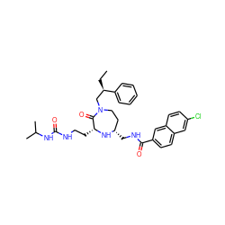 CC[C@H](CN1CC[C@H](CNC(=O)c2ccc3cc(Cl)ccc3c2)N[C@H](CCNC(=O)NC(C)C)C1=O)c1ccccc1 ZINC000206885514