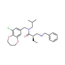 CC[C@H](CNCc1ccccc1)C(=O)N(Cc1cc(Cl)c2c(c1)OCCCO2)CC(C)C ZINC000114100078