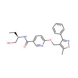 CC[C@H](CO)NC(=O)c1ccc(OCc2c(-c3ccccc3)noc2C)nc1 ZINC000141316761