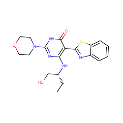 CC[C@H](CO)Nc1nc(N2CCOCC2)[nH]c(=O)c1-c1nc2ccccc2s1 ZINC001772624341