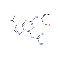 CC[C@H](CO)Nc1nc(NC(=N)N)c2ncn(C(C)C)c2n1 ZINC000095587012