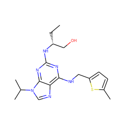 CC[C@H](CO)Nc1nc(NCc2ccc(C)s2)c2ncn(C(C)C)c2n1 ZINC000095560354