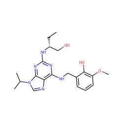 CC[C@H](CO)Nc1nc(NCc2cccc(OC)c2O)c2ncn(C(C)C)c2n1 ZINC000068249203