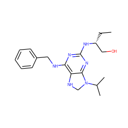 CC[C@H](CO)Nc1nc(NCc2ccccc2)c2c(n1)N(C(C)C)CN2 ZINC000049050017