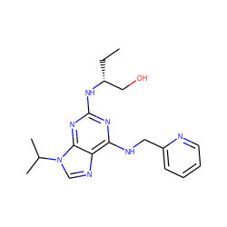 CC[C@H](CO)Nc1nc(NCc2ccccn2)c2ncn(C(C)C)c2n1 ZINC000001491370