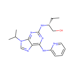 CC[C@H](CO)Nc1nc(Nc2ccccn2)c2ncn(C(C)C)c2n1 ZINC000095597756