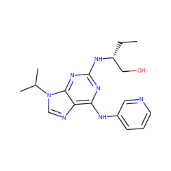 CC[C@H](CO)Nc1nc(Nc2cccnc2)c2ncn(C(C)C)c2n1 ZINC000095594460