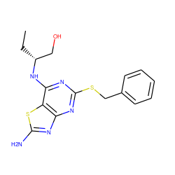 CC[C@H](CO)Nc1nc(SCc2ccccc2)nc2nc(N)sc12 ZINC000002009497