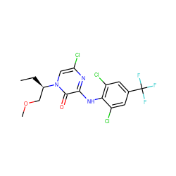 CC[C@H](COC)n1cc(Cl)nc(Nc2c(Cl)cc(C(F)(F)F)cc2Cl)c1=O ZINC000043070456